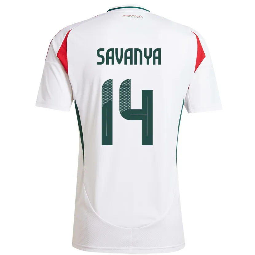 Danxen Enfant Maillot Hongrie Csilla Savanya #14 Blanc Tenues Extérieur 24-26 T-Shirt