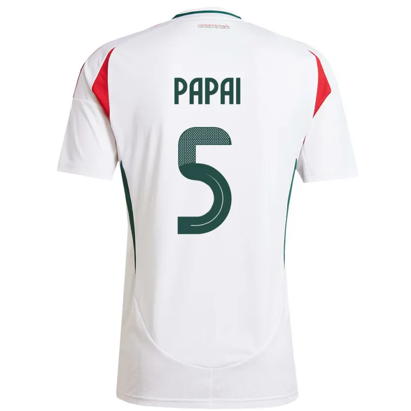 Danxen Enfant Maillot Hongrie Emőke Pápai #5 Blanc Tenues Extérieur 24-26 T-Shirt
