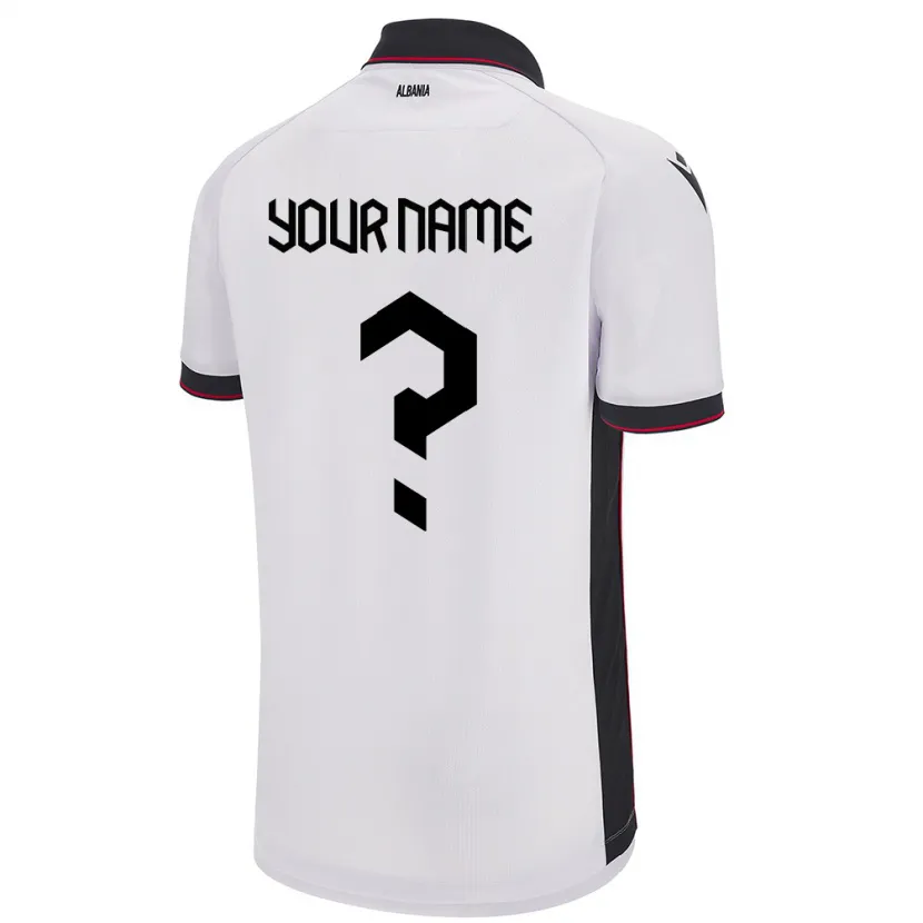 Danxen Enfant Maillot Albanie Votre Nom #0 Blanc Tenues Extérieur 24-26 T-Shirt