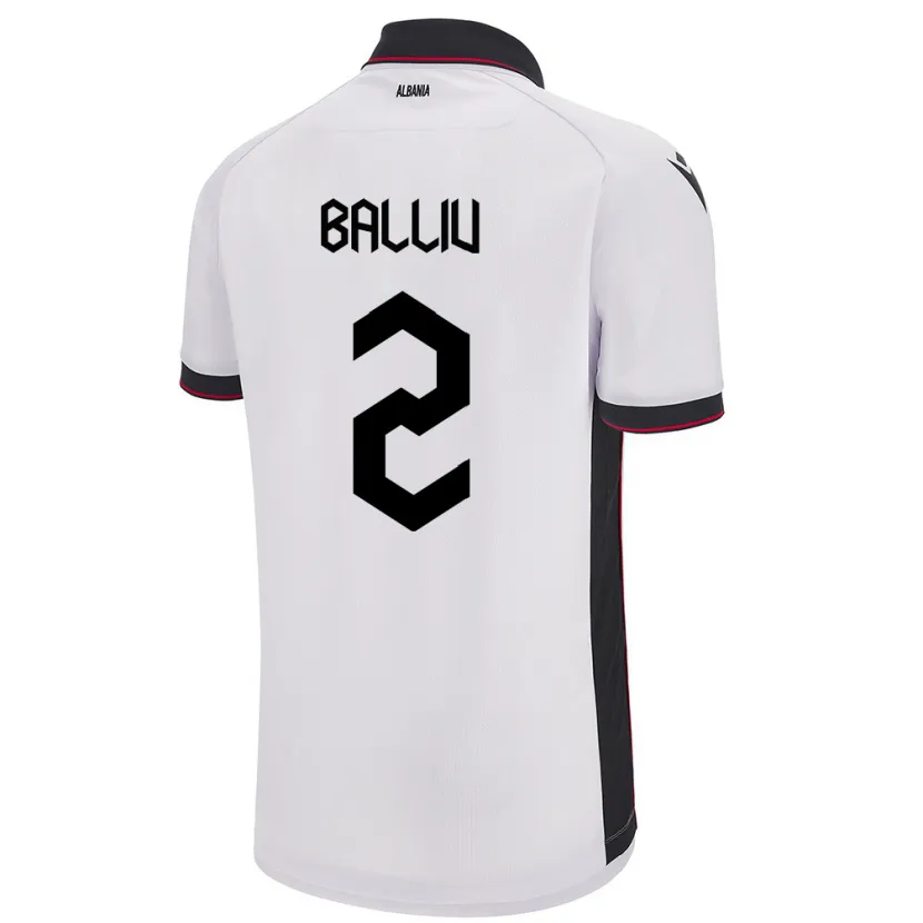 Danxen Enfant Maillot Albanie Iván Balliu #2 Blanc Tenues Extérieur 24-26 T-Shirt