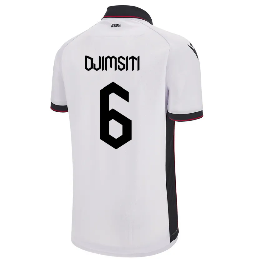 Danxen Enfant Maillot Albanie Berat Djimsiti #6 Blanc Tenues Extérieur 24-26 T-Shirt