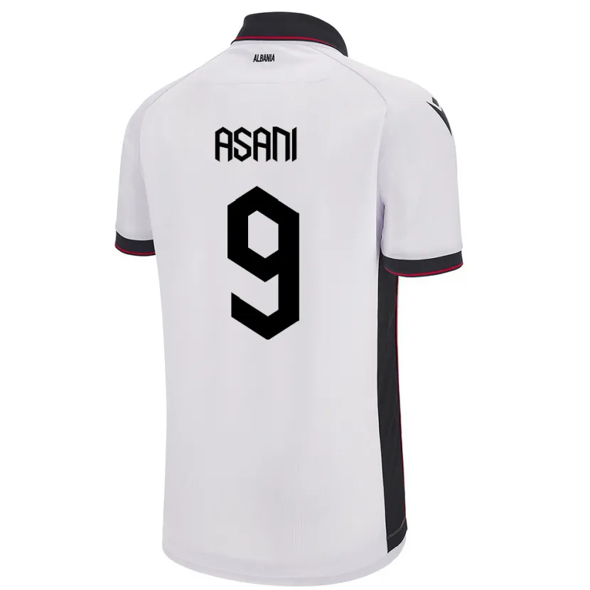 Danxen Enfant Maillot Albanie Jasir Asani #9 Blanc Tenues Extérieur 24-26 T-Shirt