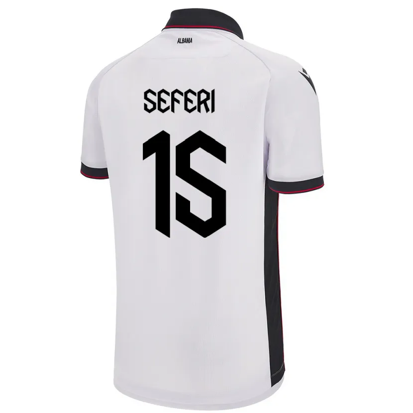 Danxen Enfant Maillot Albanie Taulant Seferi #15 Blanc Tenues Extérieur 24-26 T-Shirt