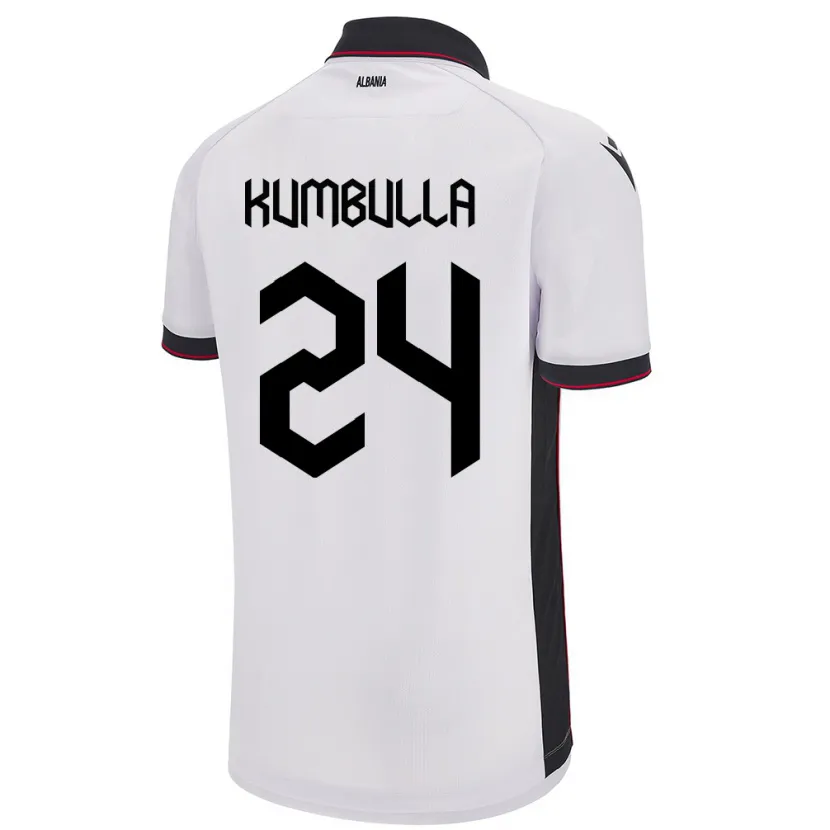 Danxen Enfant Maillot Albanie Marash Kumbulla #24 Blanc Tenues Extérieur 24-26 T-Shirt