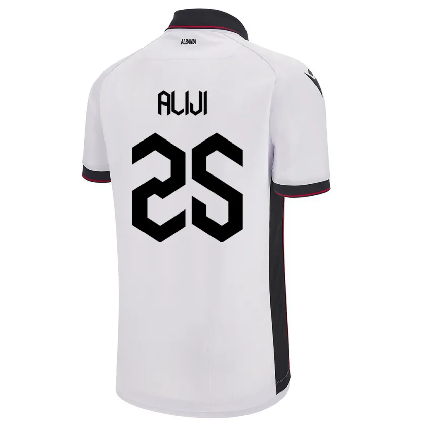 Danxen Enfant Maillot Albanie Naser Aliji #25 Blanc Tenues Extérieur 24-26 T-Shirt