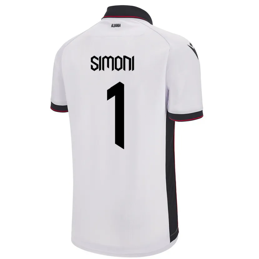 Danxen Enfant Maillot Albanie Simon Simoni #1 Blanc Tenues Extérieur 24-26 T-Shirt