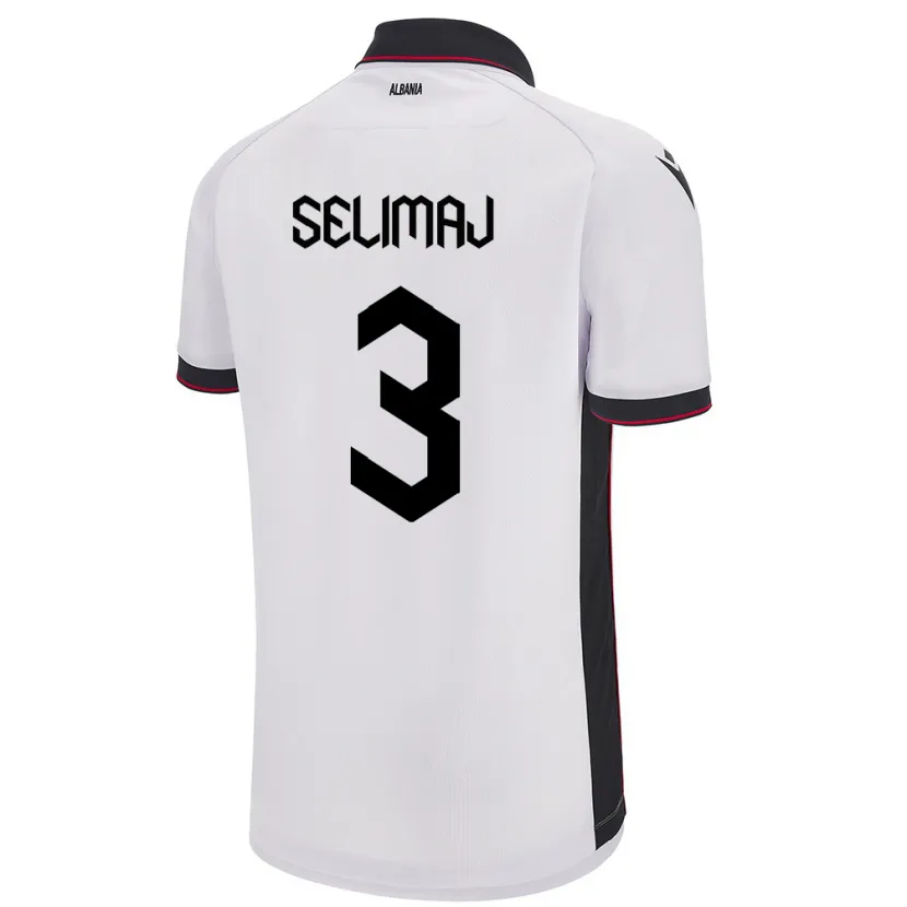 Danxen Enfant Maillot Albanie Ermis Selimaj #3 Blanc Tenues Extérieur 24-26 T-Shirt
