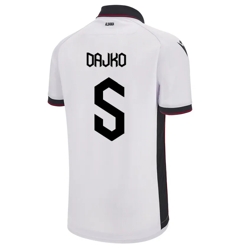 Danxen Enfant Maillot Albanie Ajdi Dajko #5 Blanc Tenues Extérieur 24-26 T-Shirt