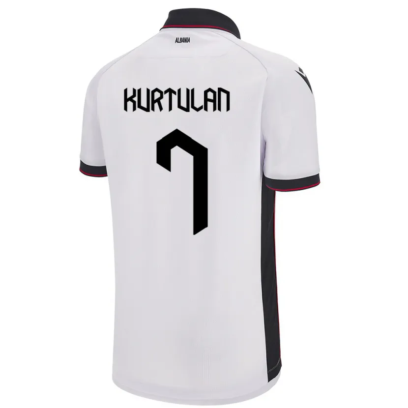 Danxen Enfant Maillot Albanie Arda Kurtulan #7 Blanc Tenues Extérieur 24-26 T-Shirt