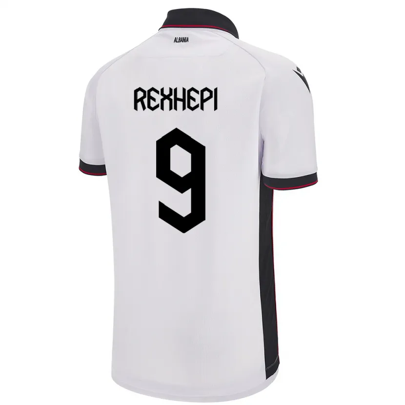 Danxen Enfant Maillot Albanie Arlind Rexhepi #9 Blanc Tenues Extérieur 24-26 T-Shirt