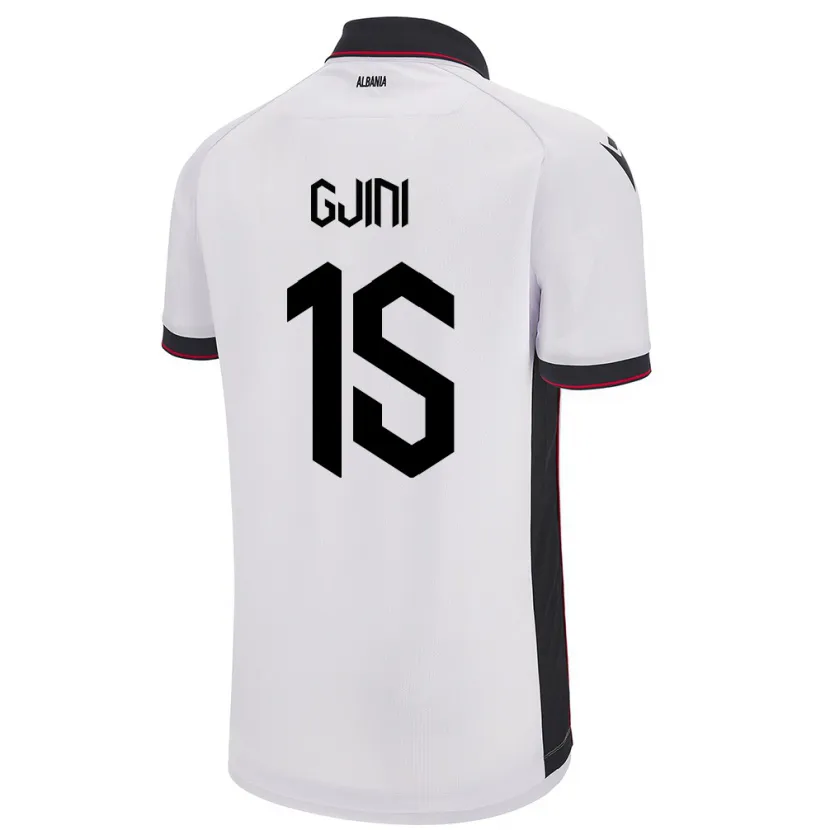 Danxen Enfant Maillot Albanie Elmando Gjini #15 Blanc Tenues Extérieur 24-26 T-Shirt