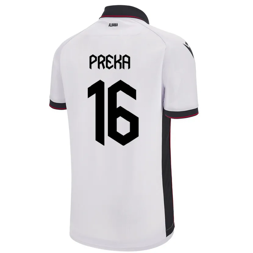 Danxen Enfant Maillot Albanie Marcelino Preka #16 Blanc Tenues Extérieur 24-26 T-Shirt