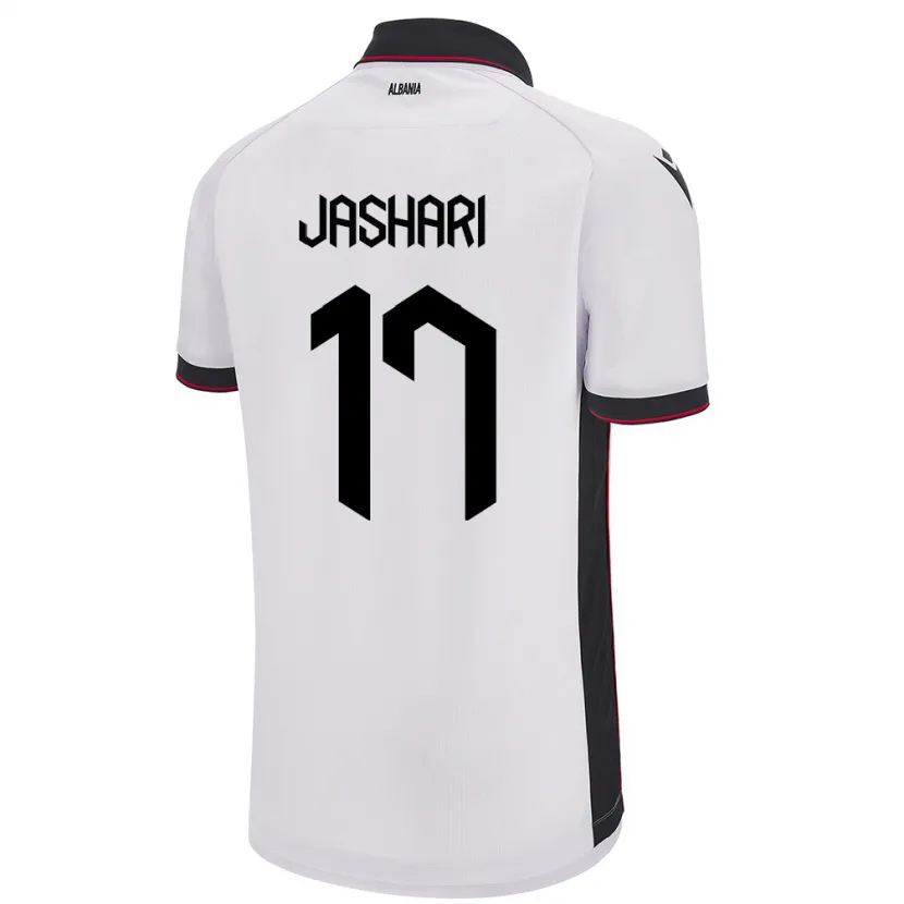 Danxen Enfant Maillot Albanie Elion Jashari #17 Blanc Tenues Extérieur 24-26 T-Shirt