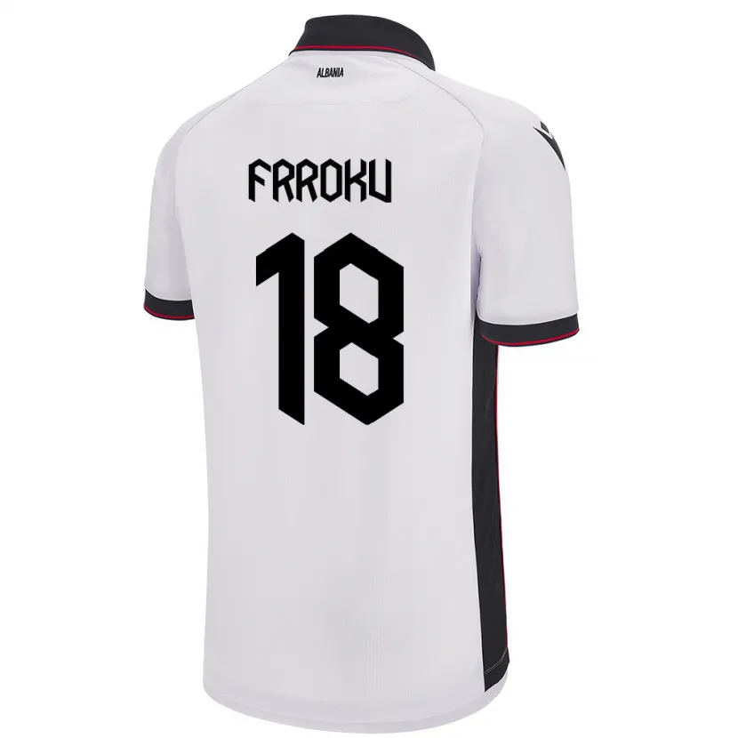 Danxen Enfant Maillot Albanie Leandro Frroku #18 Blanc Tenues Extérieur 24-26 T-Shirt