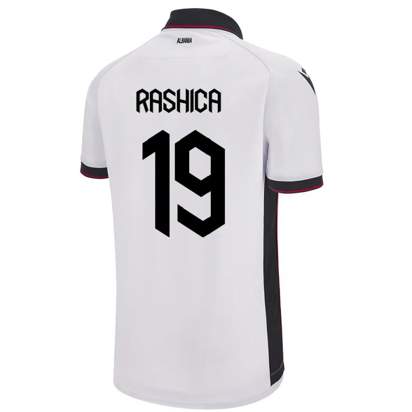 Danxen Enfant Maillot Albanie Ermir Rashica #19 Blanc Tenues Extérieur 24-26 T-Shirt