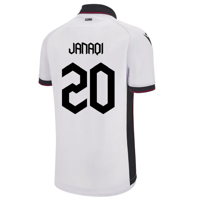 Danxen Enfant Maillot Albanie Dejvid Janaqi #20 Blanc Tenues Extérieur 24-26 T-Shirt