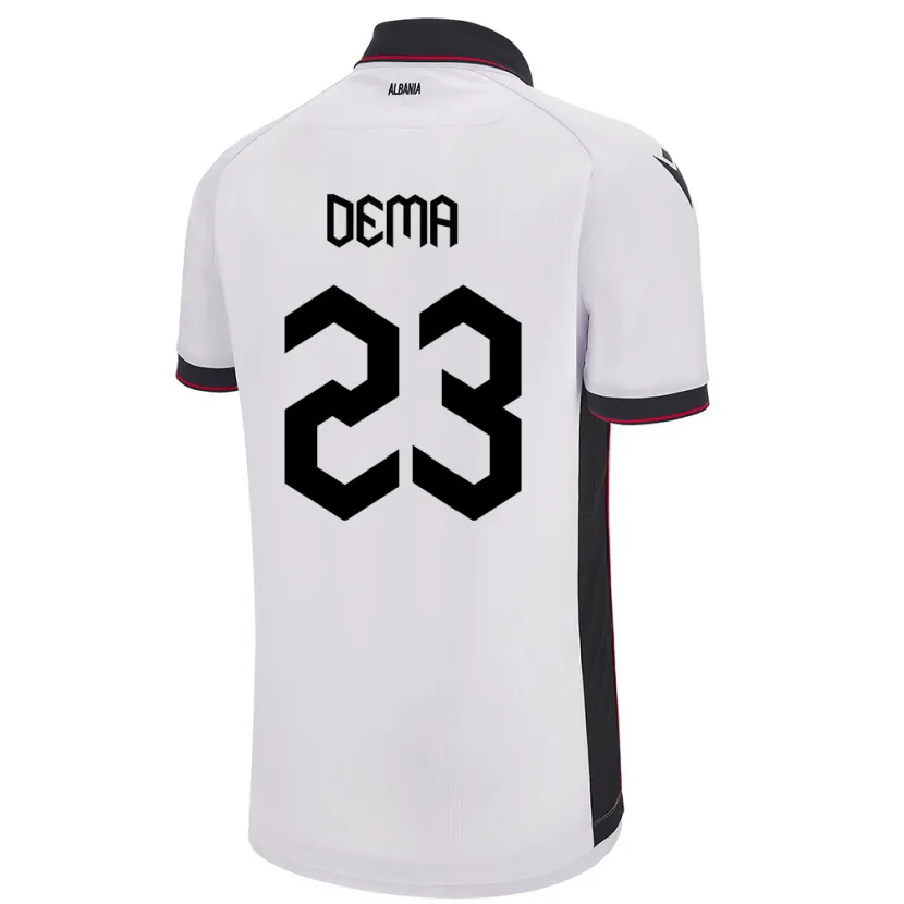 Danxen Enfant Maillot Albanie Endri Dema #23 Blanc Tenues Extérieur 24-26 T-Shirt