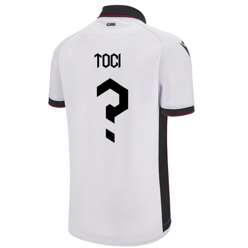 Danxen Enfant Maillot Albanie Eljon Toci #0 Blanc Tenues Extérieur 24-26 T-Shirt