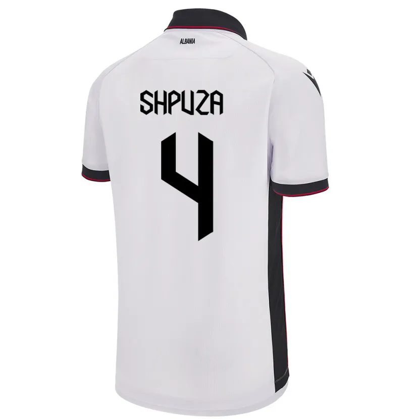 Danxen Enfant Maillot Albanie Kleo Shpuza #4 Blanc Tenues Extérieur 24-26 T-Shirt