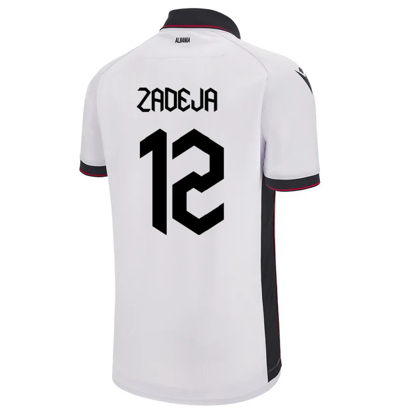 Danxen Enfant Maillot Albanie Darius Zadeja #12 Blanc Tenues Extérieur 24-26 T-Shirt