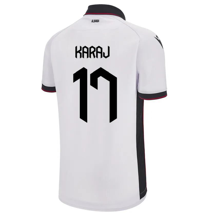Danxen Enfant Maillot Albanie Eraldo Karaj #17 Blanc Tenues Extérieur 24-26 T-Shirt