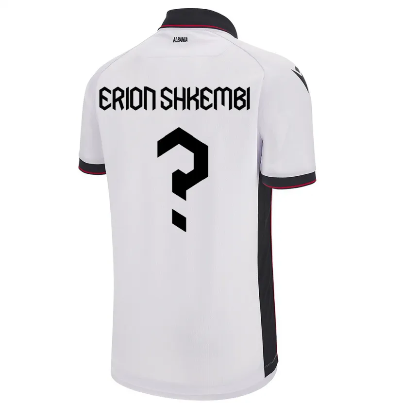 Danxen Enfant Maillot Albanie Erion Shkembi #0 Blanc Tenues Extérieur 24-26 T-Shirt