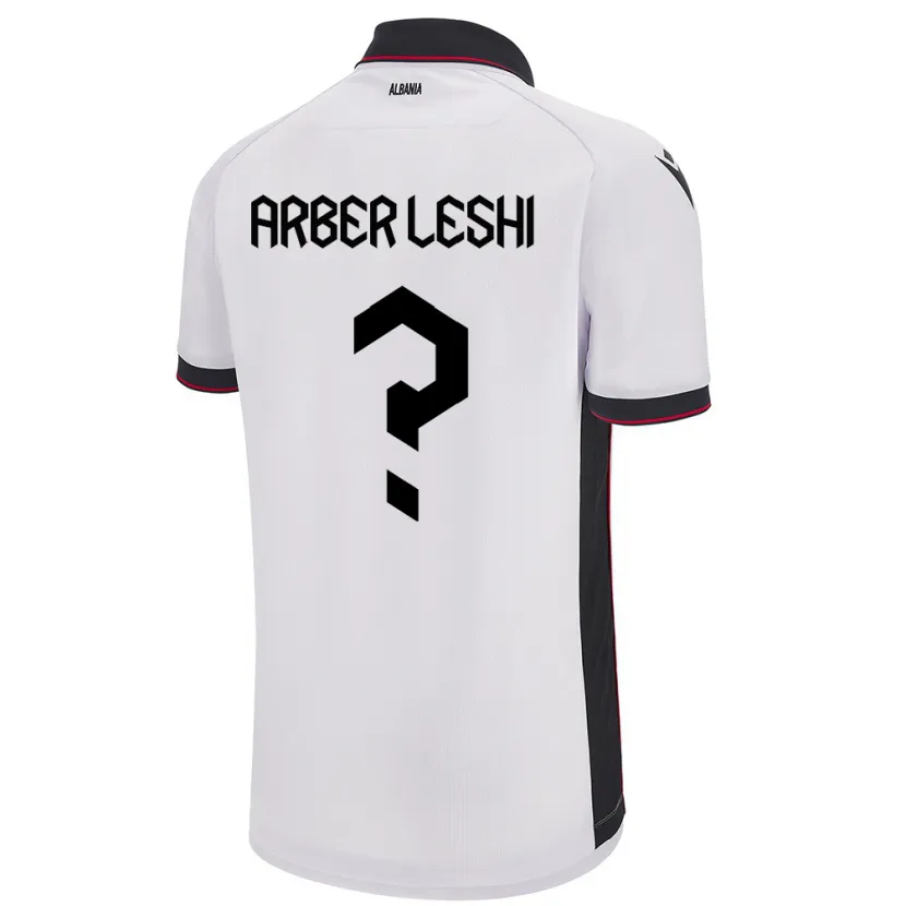 Danxen Enfant Maillot Albanie Arber Leshi #0 Blanc Tenues Extérieur 24-26 T-Shirt