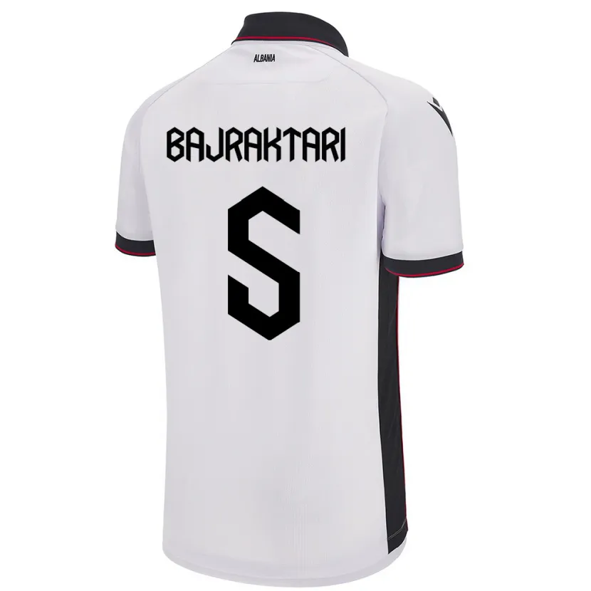 Danxen Enfant Maillot Albanie Arbiona Bajraktari #5 Blanc Tenues Extérieur 24-26 T-Shirt