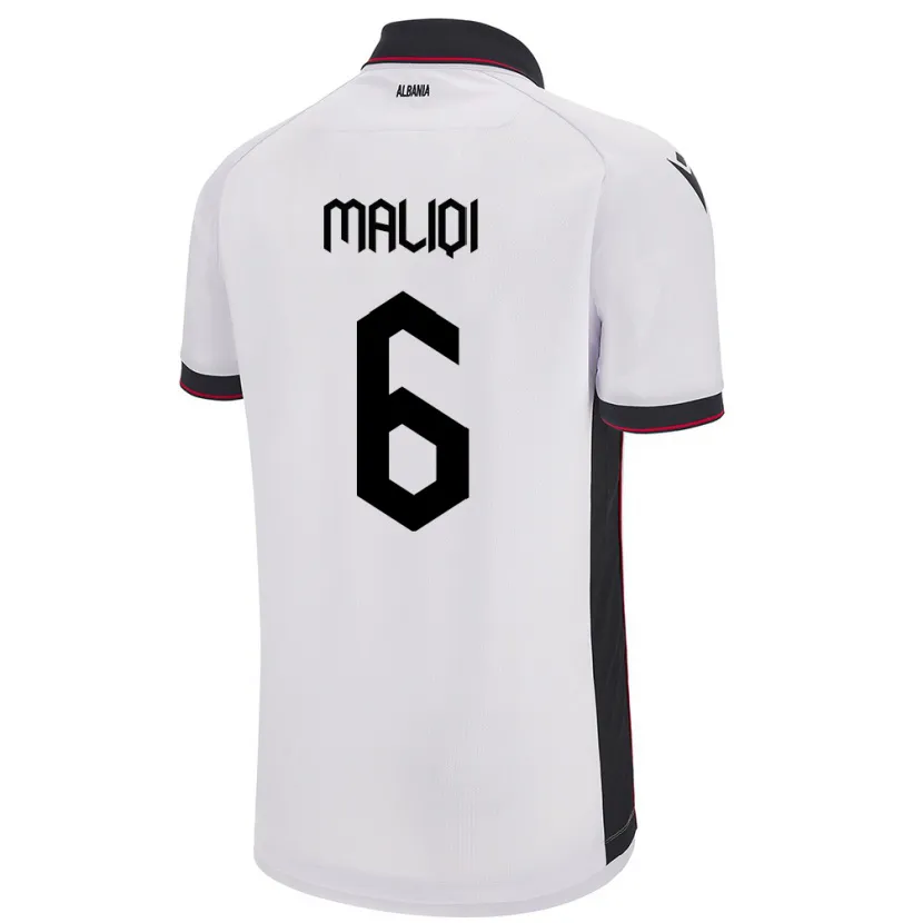 Danxen Enfant Maillot Albanie Sara Maliqi #6 Blanc Tenues Extérieur 24-26 T-Shirt