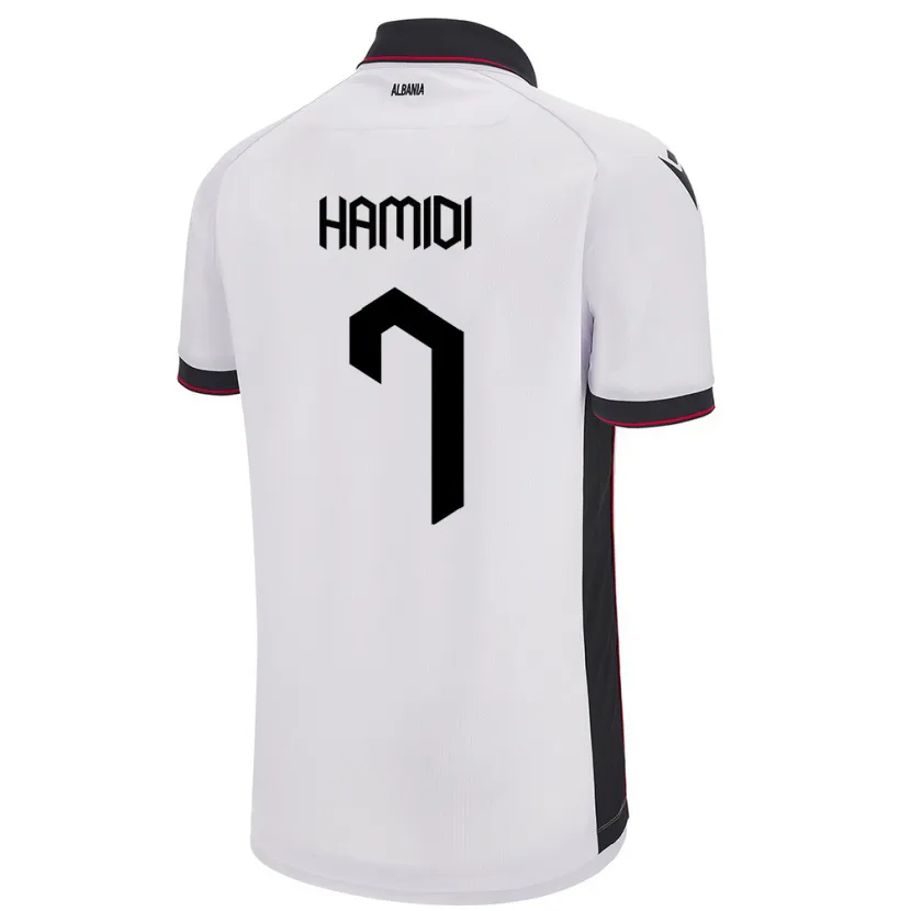 Danxen Enfant Maillot Albanie Mimoza Hamidi #7 Blanc Tenues Extérieur 24-26 T-Shirt