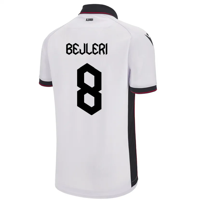 Danxen Enfant Maillot Albanie Markela Bejleri #8 Blanc Tenues Extérieur 24-26 T-Shirt