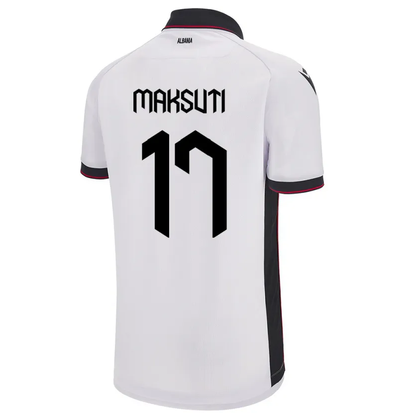 Danxen Enfant Maillot Albanie Kristina Maksuti #17 Blanc Tenues Extérieur 24-26 T-Shirt