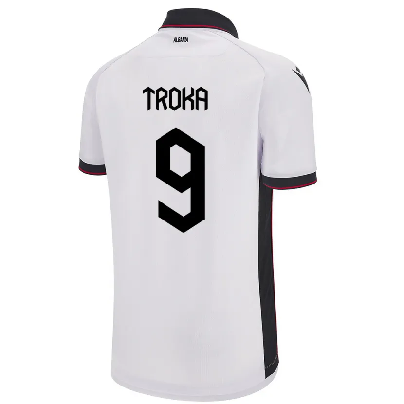 Danxen Enfant Maillot Albanie Valentina Troka #9 Blanc Tenues Extérieur 24-26 T-Shirt