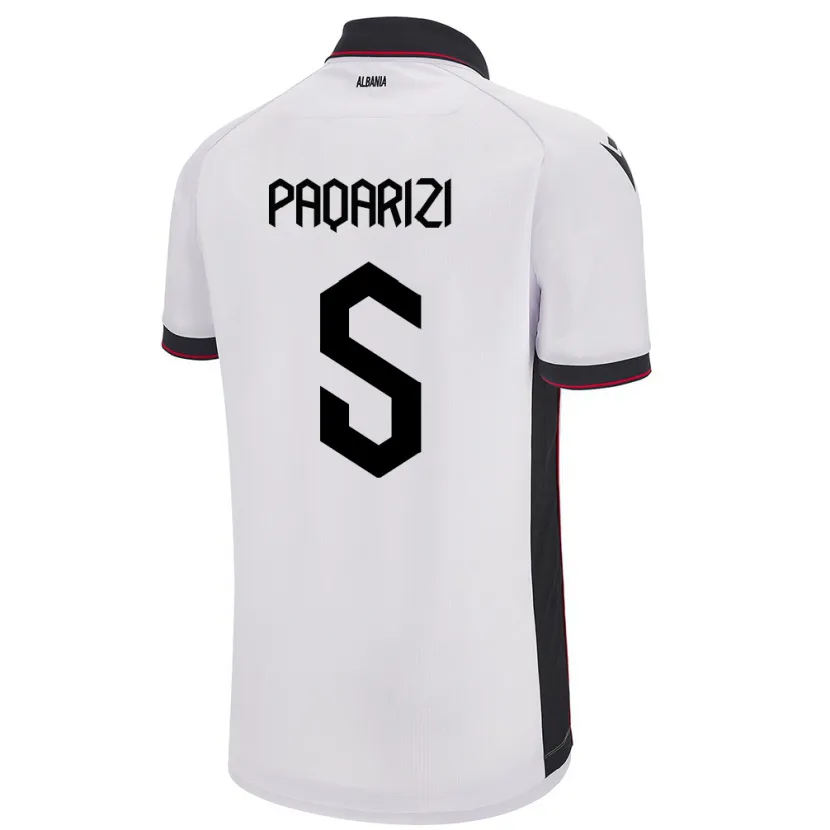 Danxen Enfant Maillot Albanie Vesa Paqarizi #5 Blanc Tenues Extérieur 24-26 T-Shirt