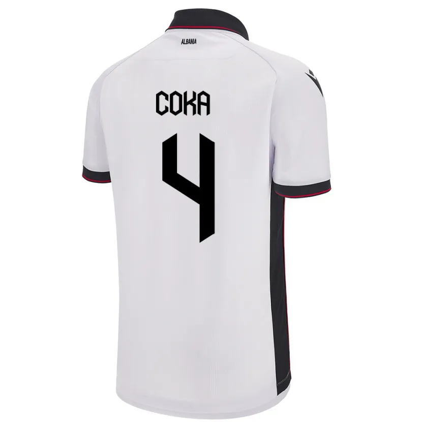 Danxen Enfant Maillot Albanie Jehona Coka #4 Blanc Tenues Extérieur 24-26 T-Shirt