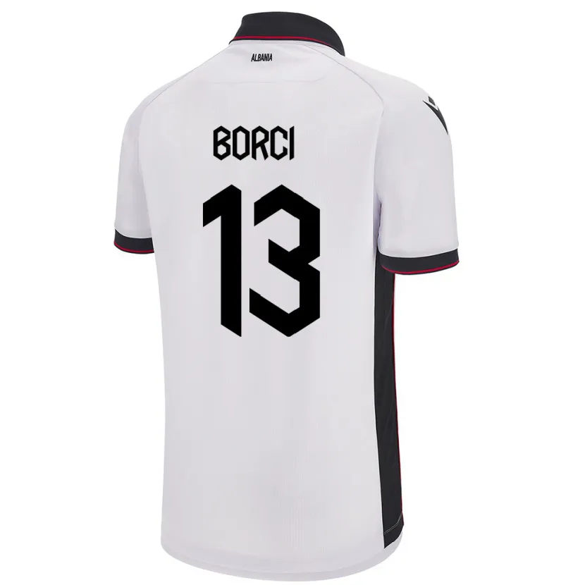 Danxen Enfant Maillot Albanie Klaudia Borci #13 Blanc Tenues Extérieur 24-26 T-Shirt