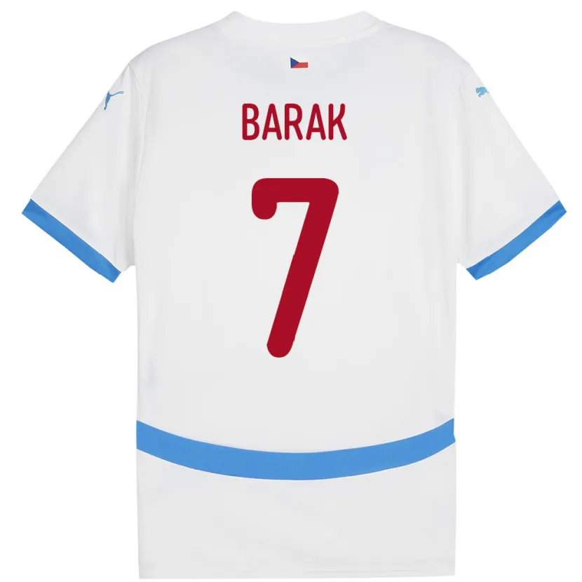 Danxen Enfant Maillot Tchéquie Antonín Barák #7 Blanc Tenues Extérieur 24-26 T-Shirt