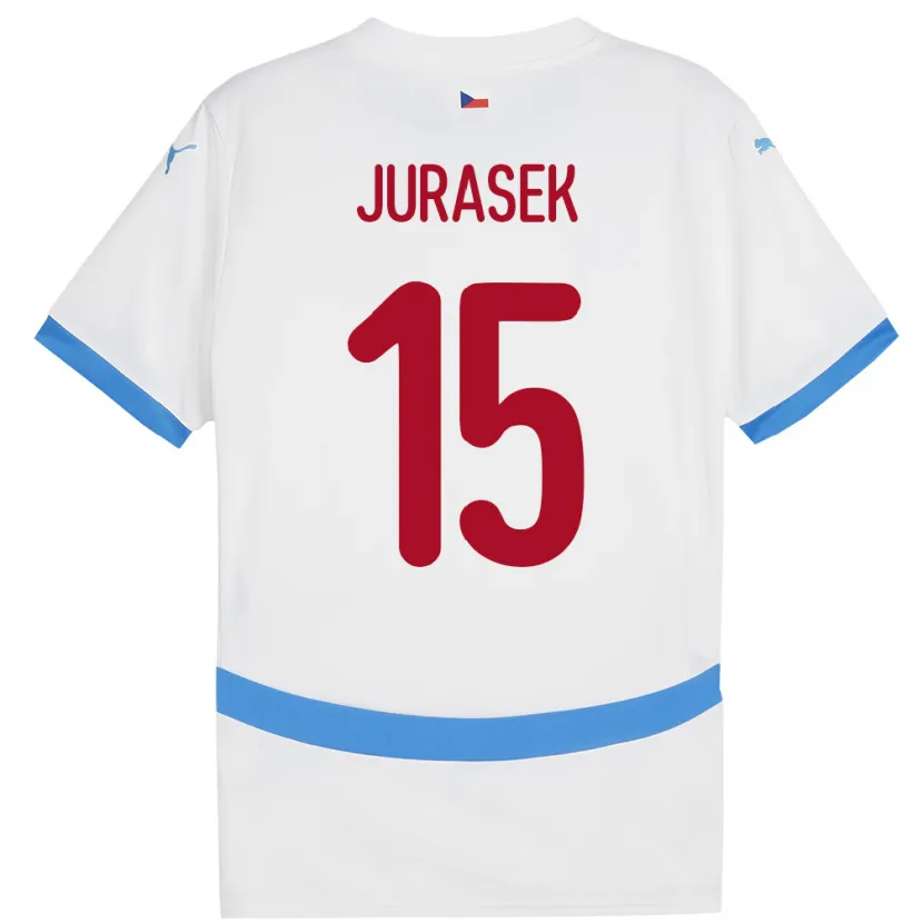Danxen Enfant Maillot Tchéquie David Jurásek #15 Blanc Tenues Extérieur 24-26 T-Shirt