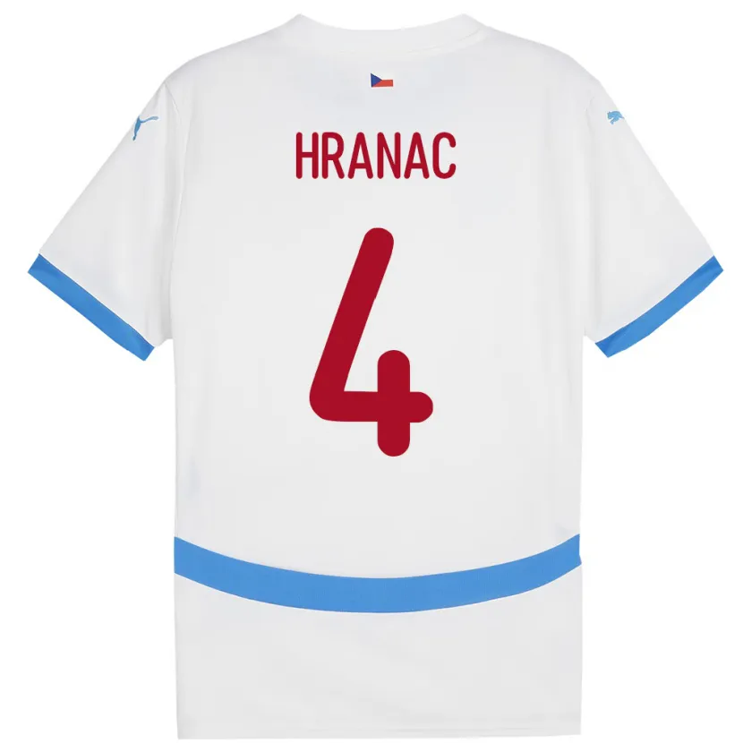 Danxen Enfant Maillot Tchéquie Robin Hranac #4 Blanc Tenues Extérieur 24-26 T-Shirt