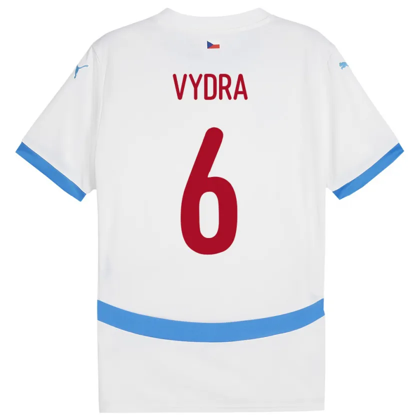 Danxen Enfant Maillot Tchéquie Patrik Vydra #6 Blanc Tenues Extérieur 24-26 T-Shirt