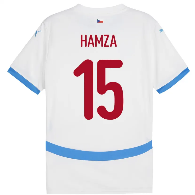Danxen Enfant Maillot Tchéquie Jiri Hamza #15 Blanc Tenues Extérieur 24-26 T-Shirt