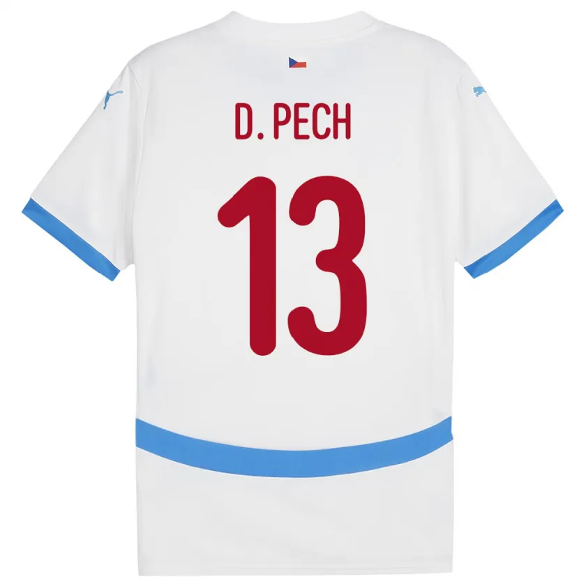 Danxen Enfant Maillot Tchéquie Dominik Pech #13 Blanc Tenues Extérieur 24-26 T-Shirt