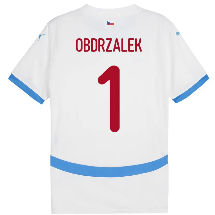 Danxen Enfant Maillot Tchéquie Marek Obdrzalek #1 Blanc Tenues Extérieur 24-26 T-Shirt