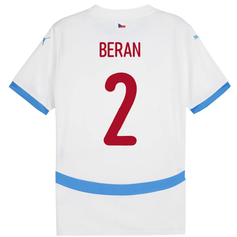 Danxen Enfant Maillot Tchéquie Stepan Beran #2 Blanc Tenues Extérieur 24-26 T-Shirt