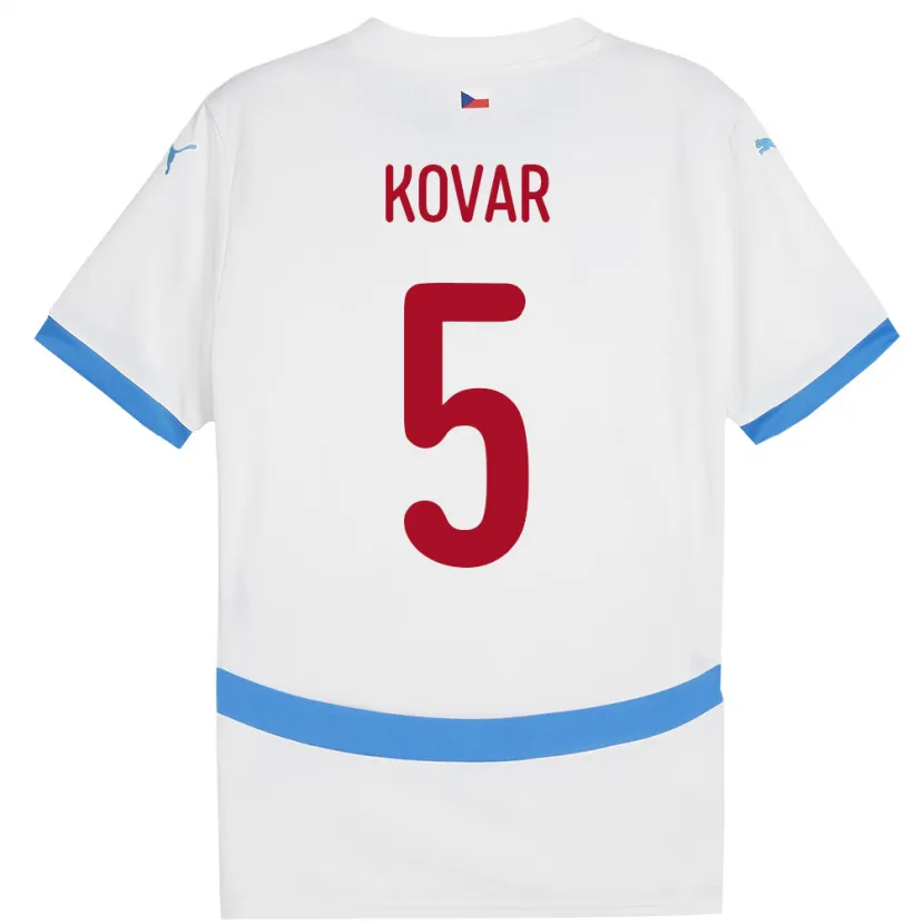 Danxen Enfant Maillot Tchéquie Martin Kovar #5 Blanc Tenues Extérieur 24-26 T-Shirt