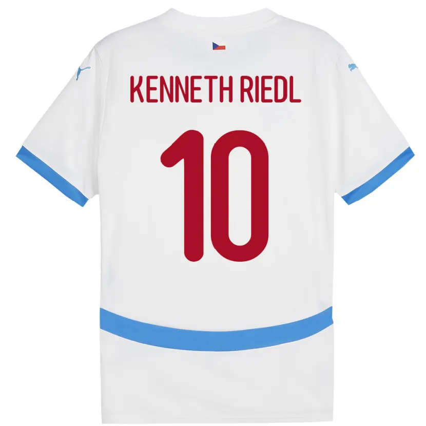 Danxen Enfant Maillot Tchéquie Victor Kenneth Riedl #10 Blanc Tenues Extérieur 24-26 T-Shirt