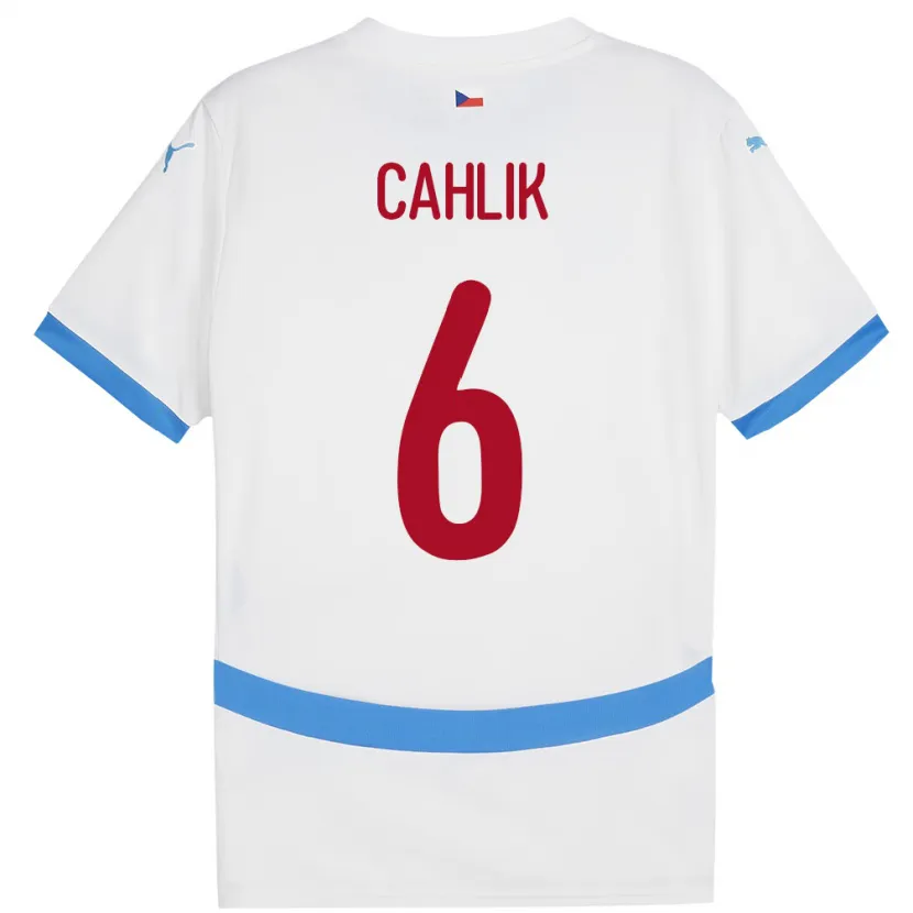 Danxen Enfant Maillot Tchéquie Jakub Cahlik #6 Blanc Tenues Extérieur 24-26 T-Shirt