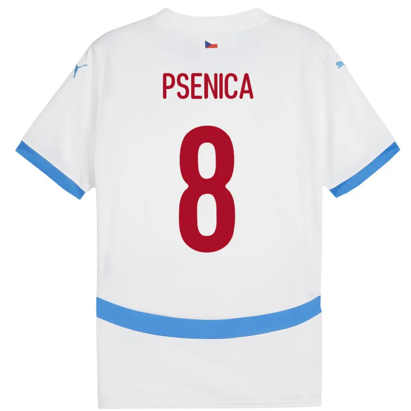 Danxen Enfant Maillot Tchéquie Jiri Psenica #8 Blanc Tenues Extérieur 24-26 T-Shirt