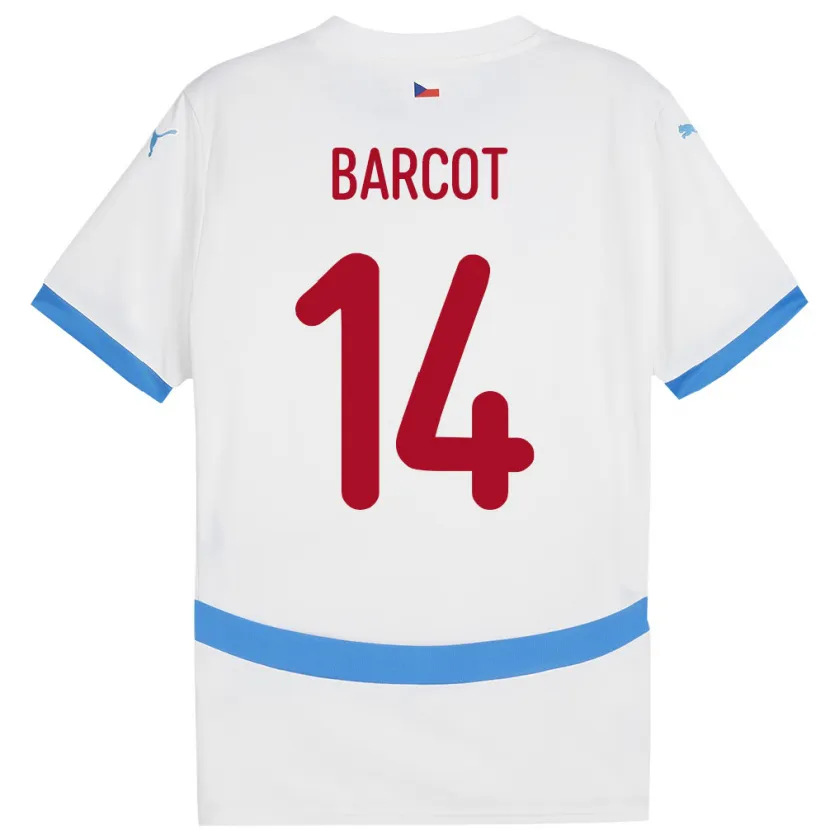Danxen Enfant Maillot Tchéquie David Barcot #14 Blanc Tenues Extérieur 24-26 T-Shirt