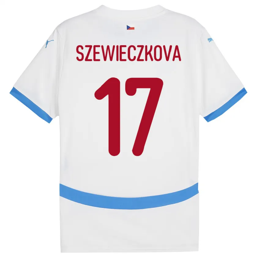Danxen Enfant Maillot Tchéquie Tereza Szewieczková #17 Blanc Tenues Extérieur 24-26 T-Shirt
